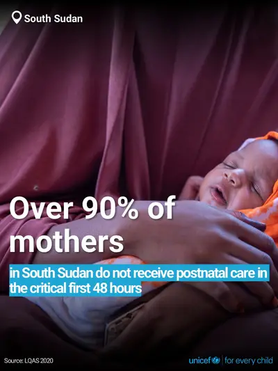 Postnatal care tile for South Sudan, Bold number · English