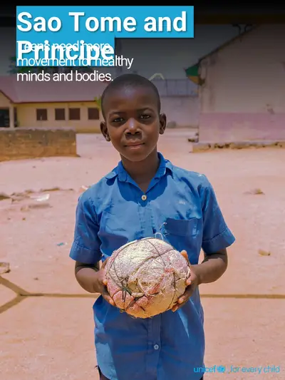 Adolescent physical activity tile for Sao Tome and Principe, Photo · English