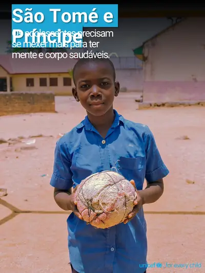 Adolescent physical activity tile for Sao Tome and Principe, Photo · Portuguese