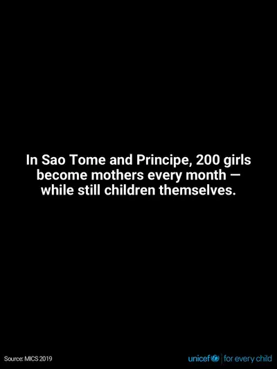Adolescent motherhood tile for Sao Tome and Principe, Text only · English