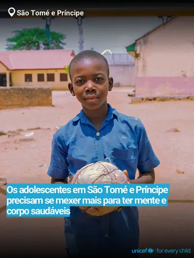 Adolescent physical activity tile for Sao Tome and Principe, Bold number · Portuguese