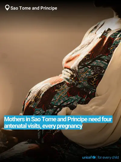 Antenatal care tile for Sao Tome and Principe, Bold number · English