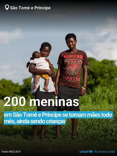 Adolescent motherhood tile for Sao Tome and Principe, Bold number · Portuguese