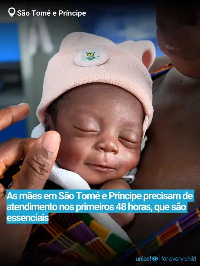 Postnatal care tile for Sao Tome and Principe, Bold number · Portuguese