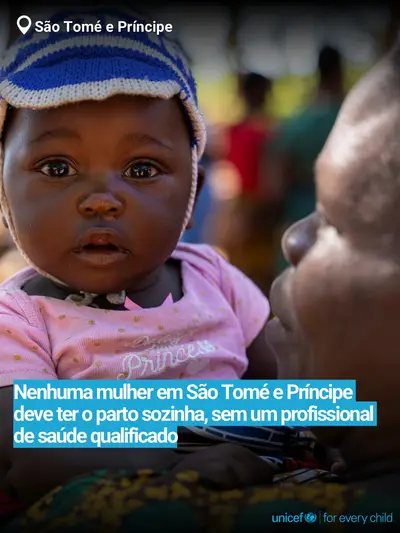 Skilled birth attendance tile for Sao Tome and Principe, Bold number · Portuguese