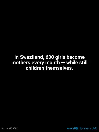 Adolescent motherhood tile for Eswatini, Text only · English