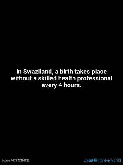 Skilled birth attendance tile for Eswatini, Text only · English