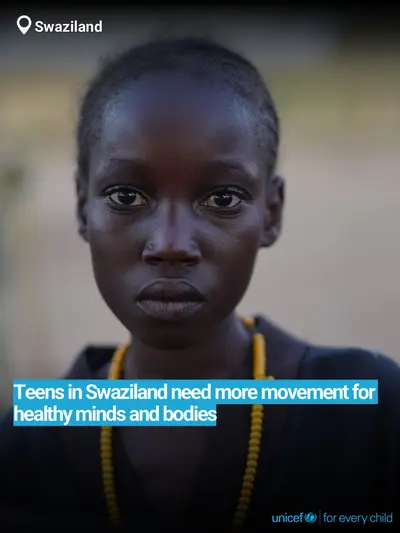 Adolescent physical activity tile for Eswatini, Bold number · English