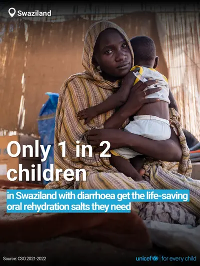 Oral rehydration salts tile for Eswatini, Bold number · English