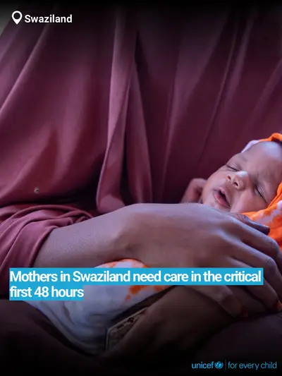 Postnatal care tile for Eswatini, Bold number · English