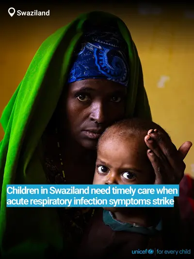 Childhood pneumonia tile for Eswatini, Bold number · English