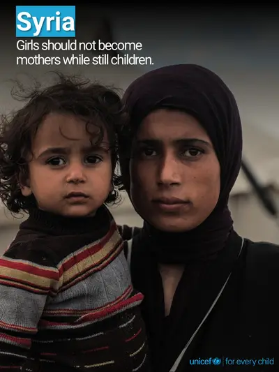 Adolescent motherhood tile for Syrian Arab Republic, Photo · English