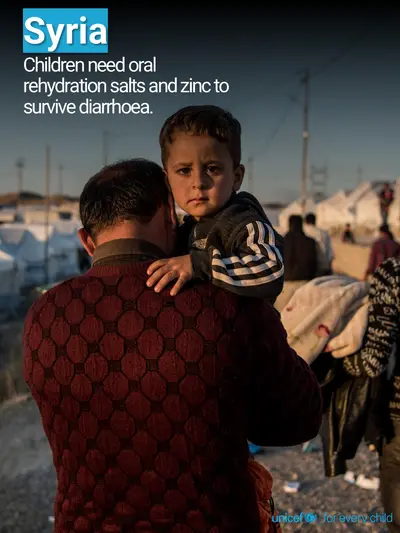 Oral rehydration salts tile for Syrian Arab Republic, Photo · English