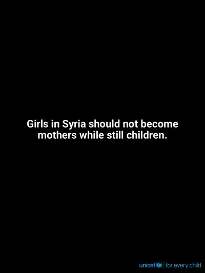 Adolescent motherhood tile for Syrian Arab Republic, Text only · English
