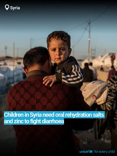 Oral rehydration salts tile for Syrian Arab Republic, Bold number · English