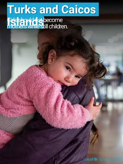 Adolescent motherhood tile for Turks and Caicos Islands, Photo · English