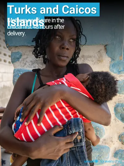 Postnatal care tile for Turks and Caicos Islands, Photo · English