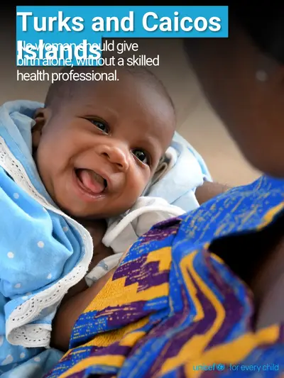 Skilled birth attendance tile for Turks and Caicos Islands, Photo · English