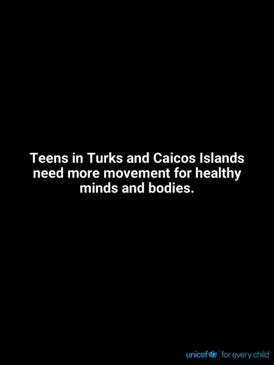 Adolescent physical activity tile for Turks and Caicos Islands, Text only · English