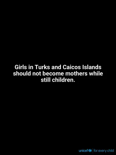 Adolescent motherhood tile for Turks and Caicos Islands, Text only · English