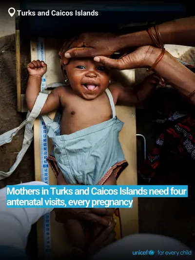 Antenatal care tile for Turks and Caicos Islands, Bold number · English