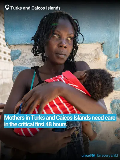 Postnatal care tile for Turks and Caicos Islands, Bold number · English