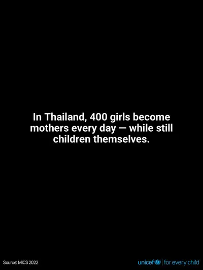 Adolescent motherhood tile for Thailand, Text only · English