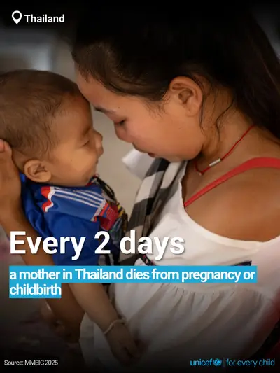 Maternal mortality tile for Thailand, Bold number · English