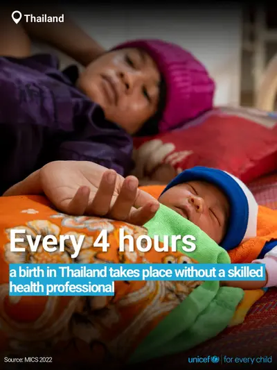 Skilled birth attendance tile for Thailand, Bold number · English