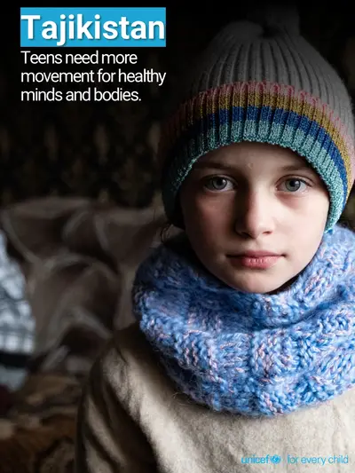 Adolescent physical activity tile for Tajikistan, Photo · English