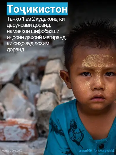 Oral rehydration salts tile for Tajikistan, Photo · Tajik