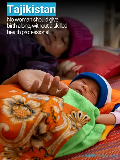 Skilled birth attendance tile for Tajikistan, Photo · English