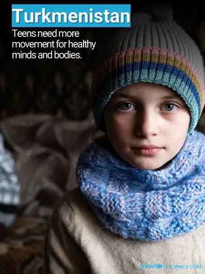 Adolescent physical activity tile for Turkmenistan, Photo · English