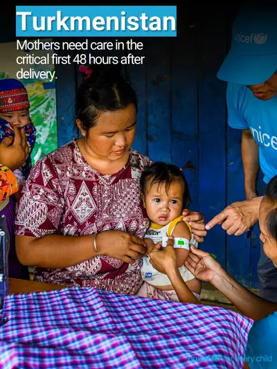 Postnatal care tile for Turkmenistan, Photo · English