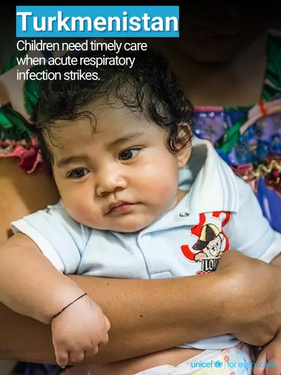 Childhood pneumonia tile for Turkmenistan, Photo · English