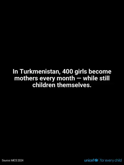 Adolescent motherhood tile for Turkmenistan, Text only · English