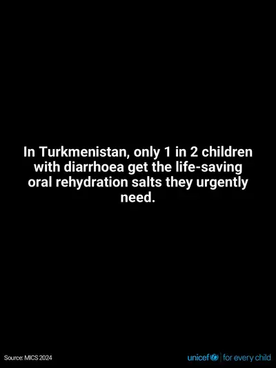 Oral rehydration salts tile for Turkmenistan, Text only · English
