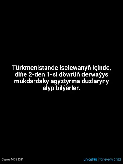 Oral rehydration salts tile for Turkmenistan, Text only · Turkmen