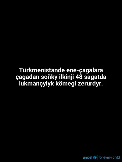 Postnatal care tile for Turkmenistan, Text only · Turkmen
