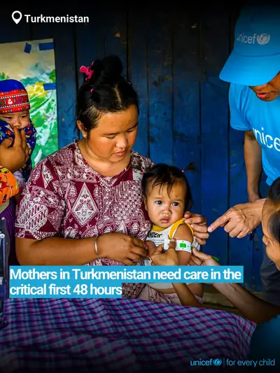 Postnatal care tile for Turkmenistan, Bold number · English