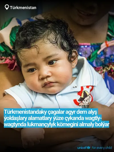 Childhood pneumonia tile for Turkmenistan, Bold number · Turkmen