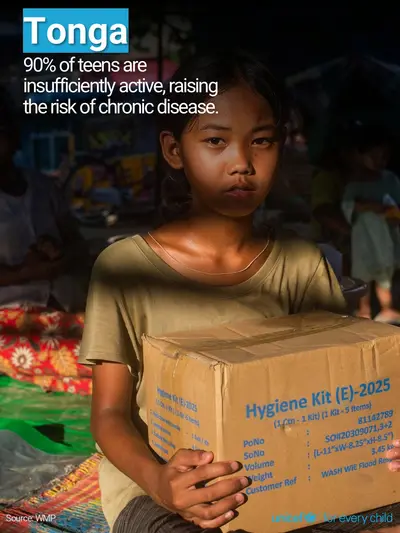 Adolescent physical activity tile for Tonga, Photo · English