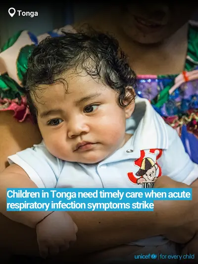 Childhood pneumonia tile for Tonga, Bold number · English