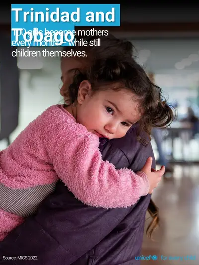 Adolescent motherhood tile for Trinidad and Tobago, Photo · English
