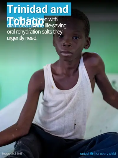 Oral rehydration salts tile for Trinidad and Tobago, Photo · English
