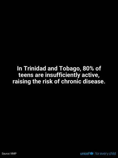 Adolescent physical activity tile for Trinidad and Tobago, Text only · English