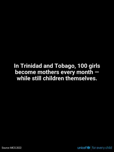 Adolescent motherhood tile for Trinidad and Tobago, Text only · English