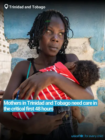 Postnatal care tile for Trinidad and Tobago, Bold number · English