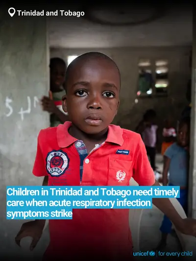 Childhood pneumonia tile for Trinidad and Tobago, Bold number · English