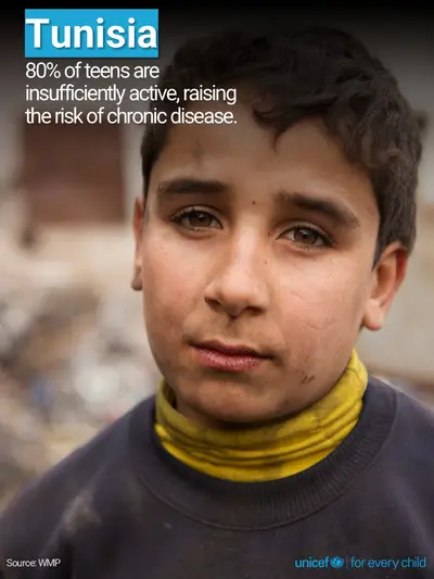 Adolescent physical activity tile for Tunisia, Photo · English